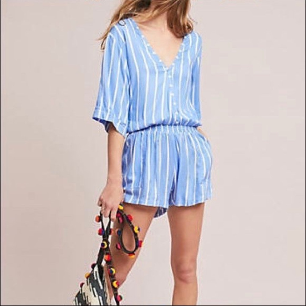 Anthropologie blue beachy romper ☀️🌊